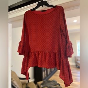 Gibson Women Red 3/4 Sleeve Blouse S